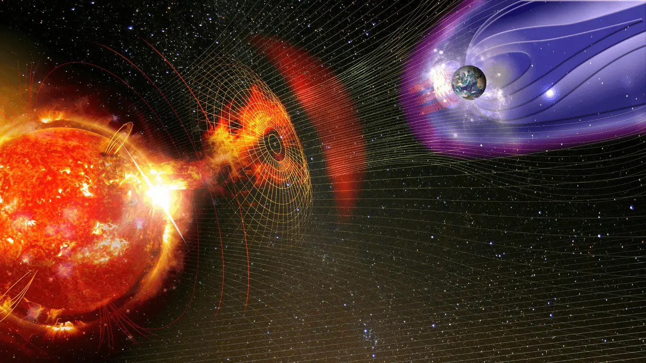 Earth magnetic field that keeps us safe from radiation coming from the sun