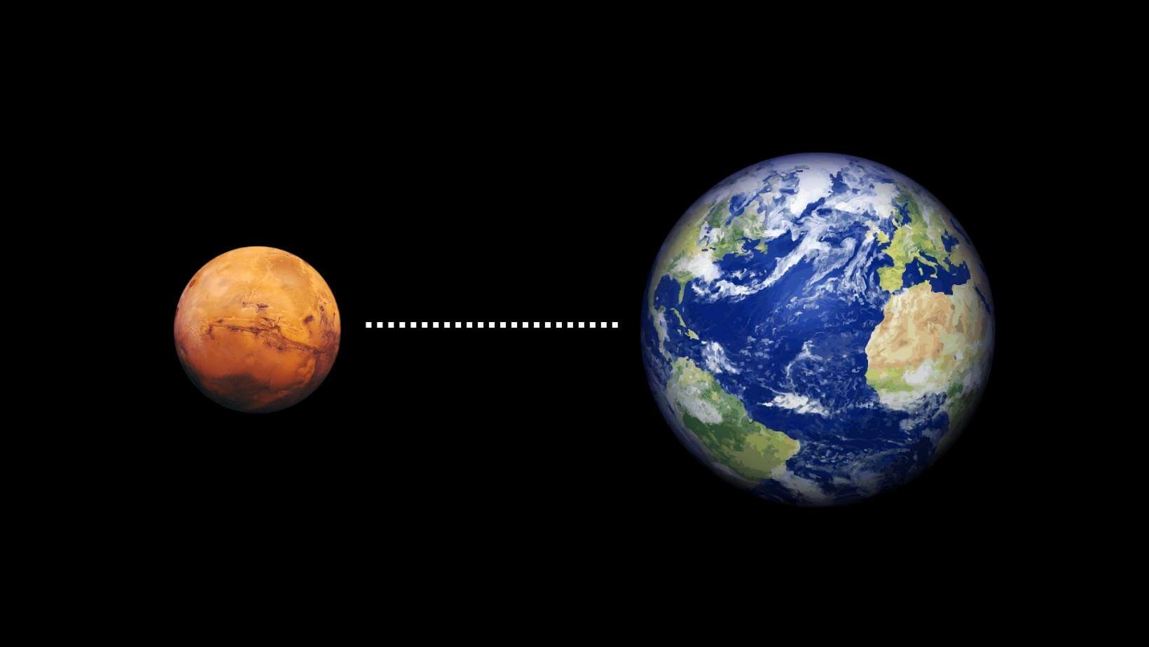 how far away is mars from earth