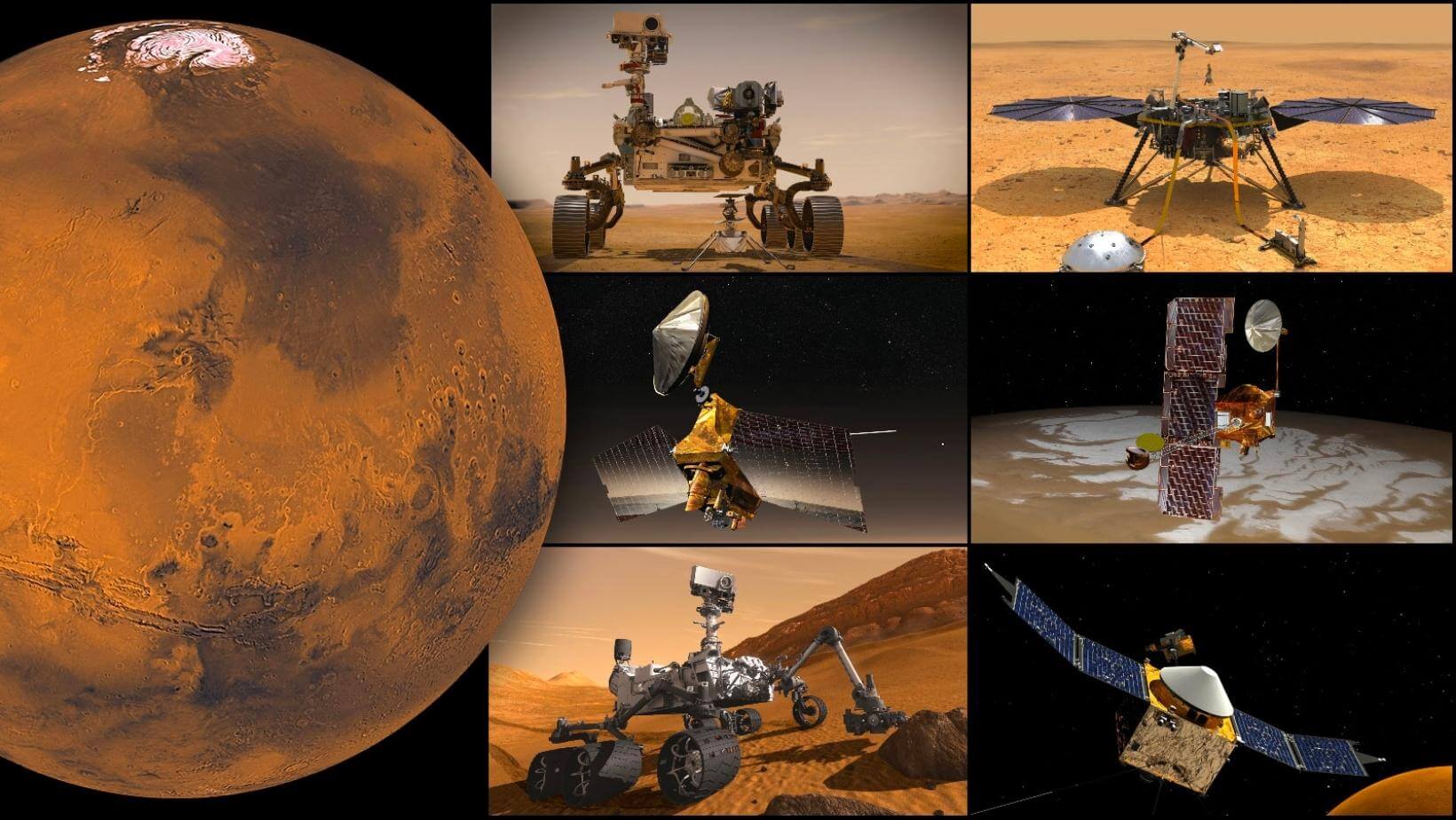 An illustration of NASA's all missions to mars