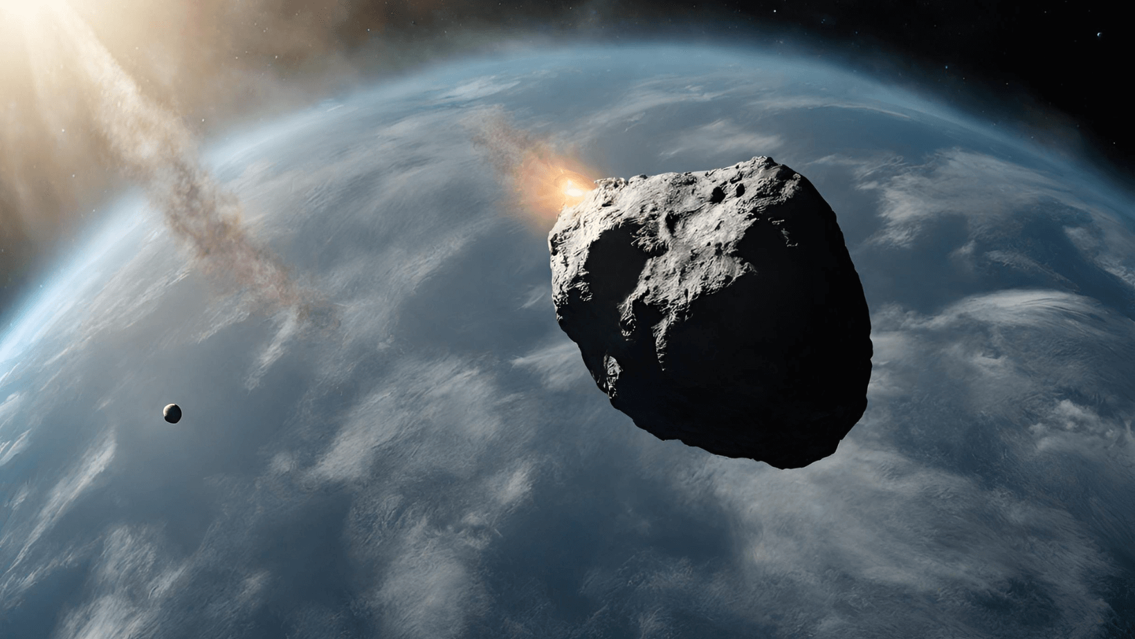 Artistic illustration of an asteroid headed towards earth