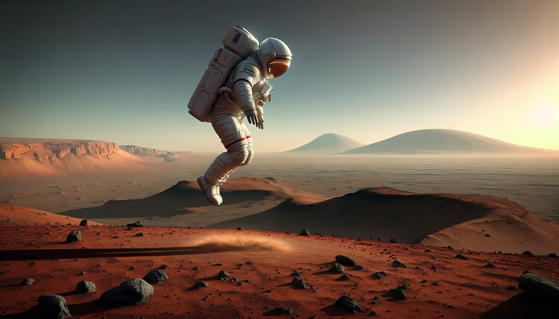 Humans can jump uptp 1.3 metes on mars